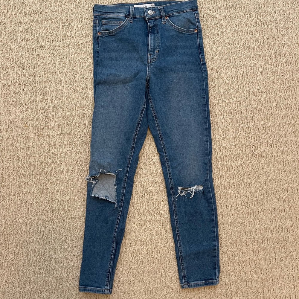 Topshop high waisted dark blue jeans